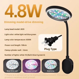 Aquarium Light LED Clip on 1-5 Gallon Fish Tank Lamp Small Full Spectrum USB Lights 360° Rotation Lighting for Betta Fish Tank