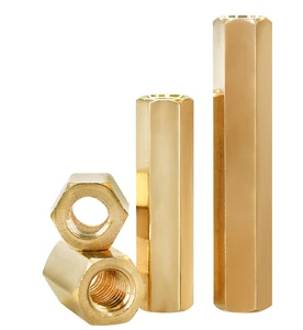 Copper Column with Hexagonal Double Pass CNC Machined M2M2.5M3M4 Straight Hollow Isolation Double Head Support with Rivet Nut