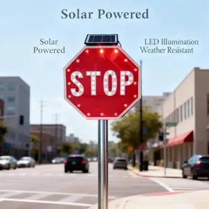 Solar Powered TYNBZP-15 High Visible Aluminum Signage 3M Reflective Sheet LED Flashing Light Traffic Warning Sign