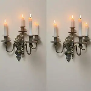 Cross-border European-style Copper-colored Wrought-iron Candleholder Wall Lamp Dining Table Background Wall Decoration Wedding
