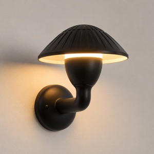 OEM Wholesale Mushroom LED Wall-Mounted Outdoor Light Modern Simple Black Aluminum PC Exterior Wall Sconce for Balcony Terrace