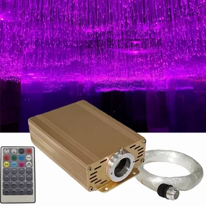 16w RGB Sparkling Fiber Optic Light Kit 110V 220V Remote Control Gold Housing Engine for Room Ceiling Wedding Decoration Lamp