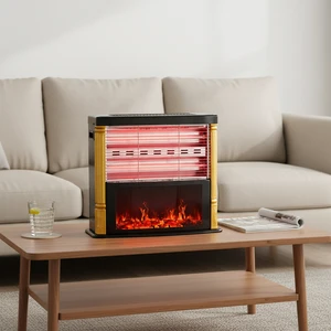 Electric Fireplace Infrared Heater Metal Body 3 Quartz Tubes Flame Safety Tip-over Switch CE ROHS For Bedroom And Office