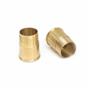 CNC Machined Brass Bushing Sleeve External Thread Flat Bottom for Drilling & Broaching Stainless Steel Material