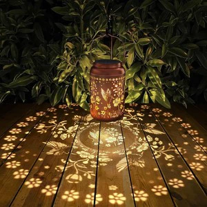 Solar-Powered LED Hummingbird-Pattern Outdoor Projection Waterproof IP65 Lantern Hanging Light Decorative Living Room Light