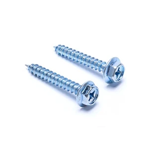 Hexagonal Head with Cross Recessed Wood Screws 6# 8# 10# 12# 14# Zinc Steel Self-tapping Screws