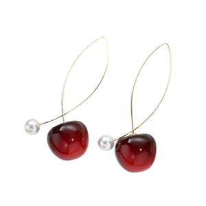 New Arrival Trendy 18K Gold Plated Stainless Steel Acrylic Cherry Women Gift Certified