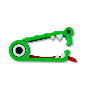 Custom Plastic Crocodile Binder Bag Fruit Pattern Love Style Snack Bread Chip Clip Sealer Clamp Locker Food Storage Stock Clips
