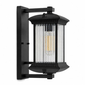 Online Wholesale Modern Aluminum Waterproof Wall Sconce Retro Black Ip65 Glass Outdoor Entrance Lights for Doorway Hallway