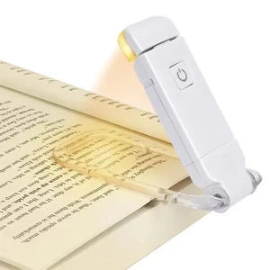 USB Rechargeable LED Book Light 4-Mode Reading Brightness Adjustment Mini Flexible Clip Eye Care Features for Bedtime Reading