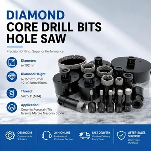 Dia 6-115mm M14 Thread Vacuum Brazed Diamond Drill Bit Cutting Bit Hole Saw With 15mm Diamond Height For Porcelain Tile Granite