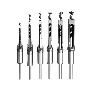 Spiral Carbide Woodworking Drill Bits Set 6Pcs Square Hole Opener For Wood Drilling And Tenon Making