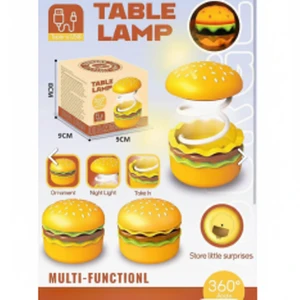 Fast Food Series Rechargeable Burger Desk Lamp with Storage Function Table Lamp