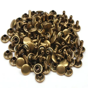 High Quality 9x9 Stainless Steel Decorative Bronze Plated Double Round Head Cap Rivets For Leather Bags