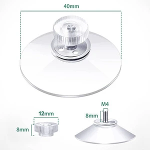 Best-selling Heavy-duty Glass-safe PVC Eco-friendly Suction Cup Hooks 4 cm Transparent M4/M6/M8 Screw Pads; Non-slip Modern Hook