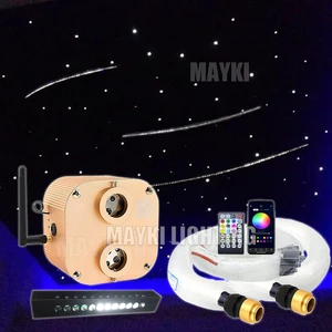 APP Control Dual-Port 20w Led Fiber Optic Star Light Ceiling Twinkling Meteor Shooting Star Fiber Optic Light Kit