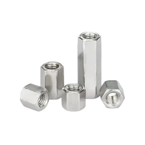 High Quality DIN6334 Stainless Steel M3-M20 Hex Coupling Nut For Mining Long Hexagon Nut For Mechanical Engineering