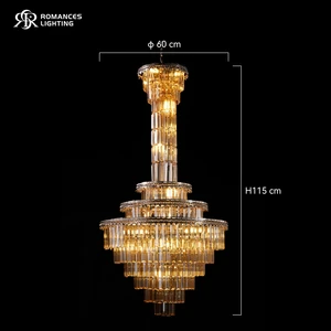 Modern Luxury Design Transparent Wedding Decoration Light Hotel Custom Large LED Crystal Glass Chandeliers Hanging Lights