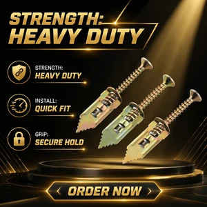 Heavy Duty Drywall Wall Anchor Easy Self-Tapping Screw Gypsum Board Galvanized Finish Carbon Steel Hammer Drive 50 lb Capacity