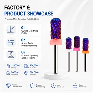 In Stock Professional Pink Nail Drill Bits 5XC 4XC 3XF Custom Logo Volcano Large Small Barrel Custom Nail Drill Bit Manufacturer