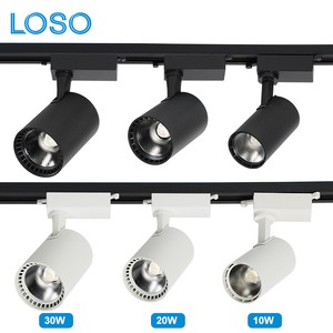LOSO High Brightness Office Store Home White Black Aluminum 10W 20W 30W Ceiling LED Track Light