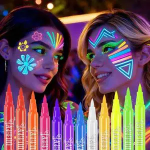 UV Tattoo Pen Glow In The Dark Body Art Markers Quick Dry Easy Remove Skin-Safe Waterproof Temporary Tattoo Pen For Kids Easter