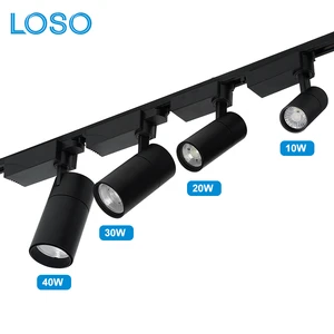 LOSO Factory Direct Indoor Office Store White Black Aluminum 10W 20W 30W 40W Recessed Ceiling LED Track Light