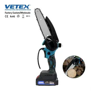 Vetex 21V Lithium Battery Chainsaw Set, Mini Low Noise Electric Chain Saw For Wood Cutting, Tree Trimming And Garden Maintenance