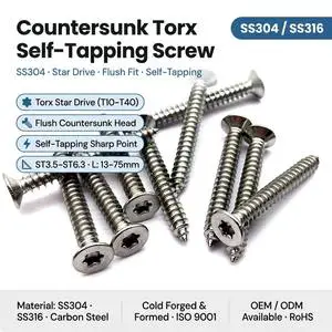 Wholesale SS304 SS316 Countersunk Torx Self Tapping Screw Star Drive Flat Head Wood Screws ST3.5 ST4.2 ST5.5 ST6.3