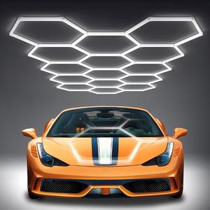New Design 420W 50000hours Hexagon LED Work Lights for Car Workshop Detailing Bright Honeycomb Ceiling Lights for Garage Shop