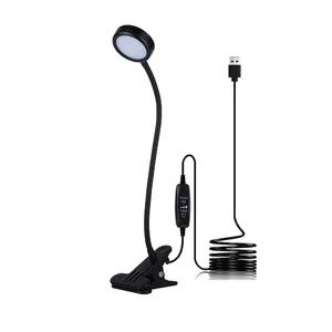 3 Color Flexible Dimmable Brightness USB LED Clip on Desk Lamp Reading Light for Home Office Lighting
