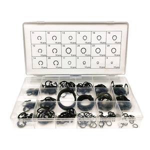 225-Piece Hardened C-Type Shaft Inner Outer Card Opening E-Type Buckle Steel Circlip Retaining Ring Set Boxed Format