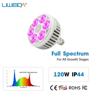 LIWEIDA 120W LED Plant Grow Light COB Chip Plastic Indoor Bloom Lamp with Red Blue White UV IR Spots CE Rohs Certified Par38