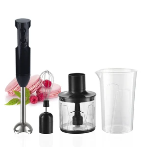 300W Handheld Kitchen Food Processor Immersion Blender With Stainless Steel Blade 4-in-1 Hand Blender Manual Power Source