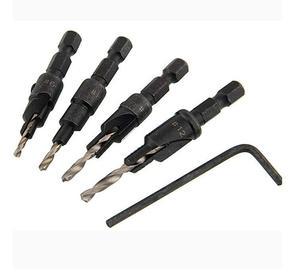 HSS 5 Flute Countersink Drill Bit Set Rotating Depth Stop Plug Wood Mill Drill