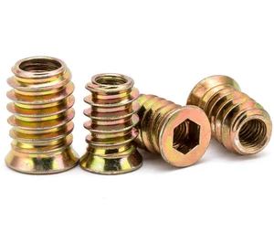 Zinc Plated Steel Furniture Countersunk Embedded Hex Drive Nut Threaded Insert Nuts