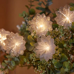 LED Fiber Optic Flower String Lights Battery Plastic Waterproof Adjustable Voltage Wedding Party Indoor Outdoor Garden Courtyard
