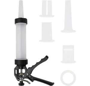 DIY HOMEMADE SAUSAGE FILLER STUFFER JERKY GUN with 3 FILLING FUNNELS PLASTIC and STAINLESS STEEL ECO-FRIENDLY EASY to USE