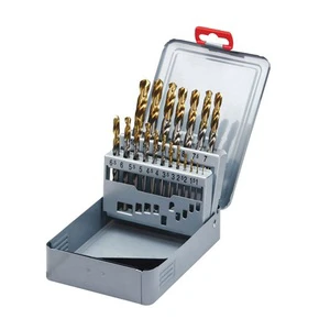 High Speed Steel Cobalt Titanium Coated Metal Drilling Countersink Jobber Length Ground 19-piece Twist Drill Bit Set