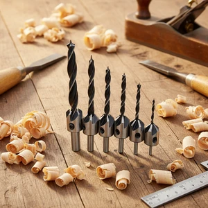 Three-Point High Carbon Steel Black Oxide Woodworking Countersink Drill Bit Set Chamfering Positioning Adjustable Drilling