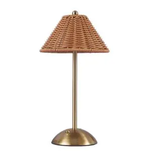Handmade Retro Creative Rattan Rechargeable Table Lamp Night Light LED Table Lamp for Bedroom Living Room Decorative