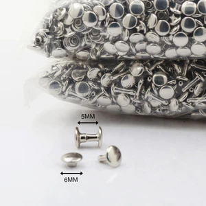 Factory Direct Sale Price Studs Brass Material Coating 6mm Round Double Cap Rivet For Leather Clothing Leather Rivet