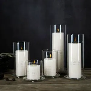 Cylinder Clear Glass Candle Holders Bulk Tall Glass Jars Windproof Lantern Indoor Outdoor Home Decoration Handmade Christmas