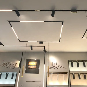 1m 1.5m 2m 2 Wires Linear Ceiling Recessed Complete 220V 48V Smart Led Cob Magnetic Track Rail Lighting System
