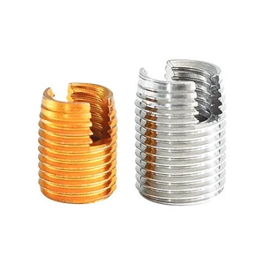 Stainless Steel 302 Grooved Self-Tapping Screw Sleeve Yellow Zinc Carbon Steel Threaded Dental Bushing for Slotted Steel Wire