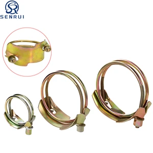 Factory Direct Yellow Zinc Coated Double Bolt with Saddle Carbon Steel Double Wire Hose Pipe Clamp for Truck and Irrigation