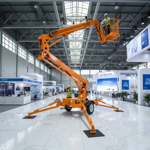 Towable Articulated Boom Lift Hydraulic Trailer Cherry Picker Stable Outriggers Construction Garden Tree Trimming Repair