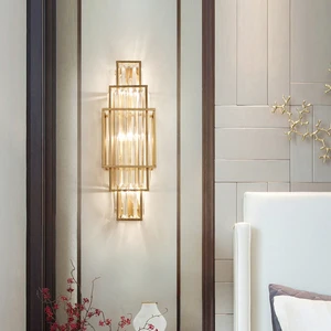 Modern New Design LED Crystal Wall Light Golden Color Indoor Dining Corridor Staircase Lamp Decorative Metal Material