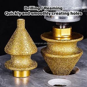 38mm M14 Metric Dry Vacuum Brazed Diamond Chamferer Reamer Multifunctional Conical Umbrella Center Drill Bit for Marble Stone