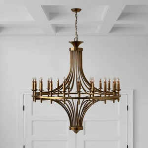 Commercial Grade Brass Chandelier, Large Decorative Pendant Light for Hotel Lobby, Ballroom, Restaurant Lighting Projects